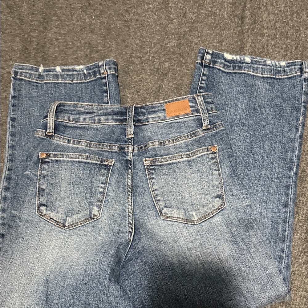 Judy Blue Los Angeles Distressed Wide Leg Jeans Sz 0/24 | Stretch High Rise - Picture 14 of 14